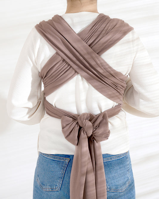 taupe-brown-baby-sling-wrap-cross-back-tied-on-mum-bon-and-bear